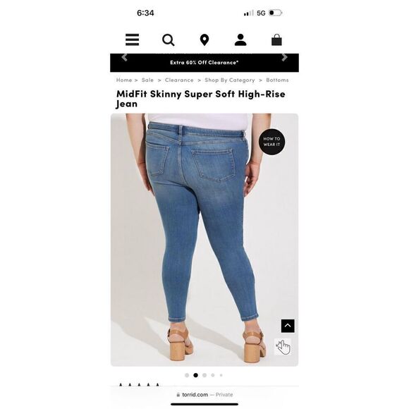 Torrid 16r midrise super skinny blue jean/denim jegging legging nwt - Picture 5 of 7